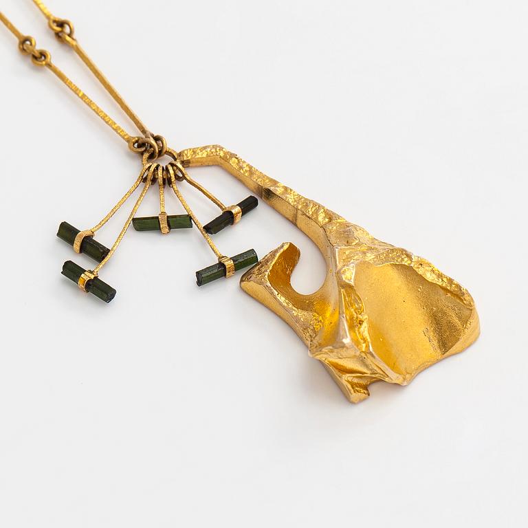 Björn Weckström, kaulakoru, "Semiramis", 14K kultaa ja turmaliineja. Lapponia 1973.