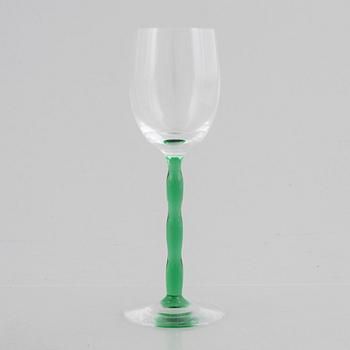 Gunnar Cyrén, seven "Nobel" red wine glasses and eleven white wine glasses, Orrefors, Sweden.