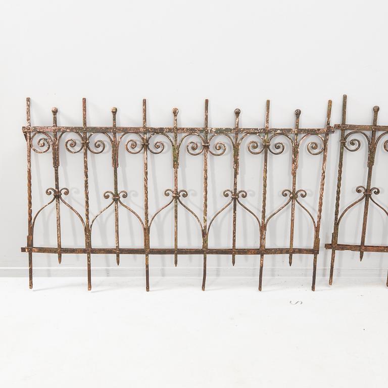 Wrought iron fence, 2 parts, 20th century.