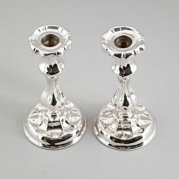 LJUSSTAKAR, 1 par, silver, svenska stämplar 1854.