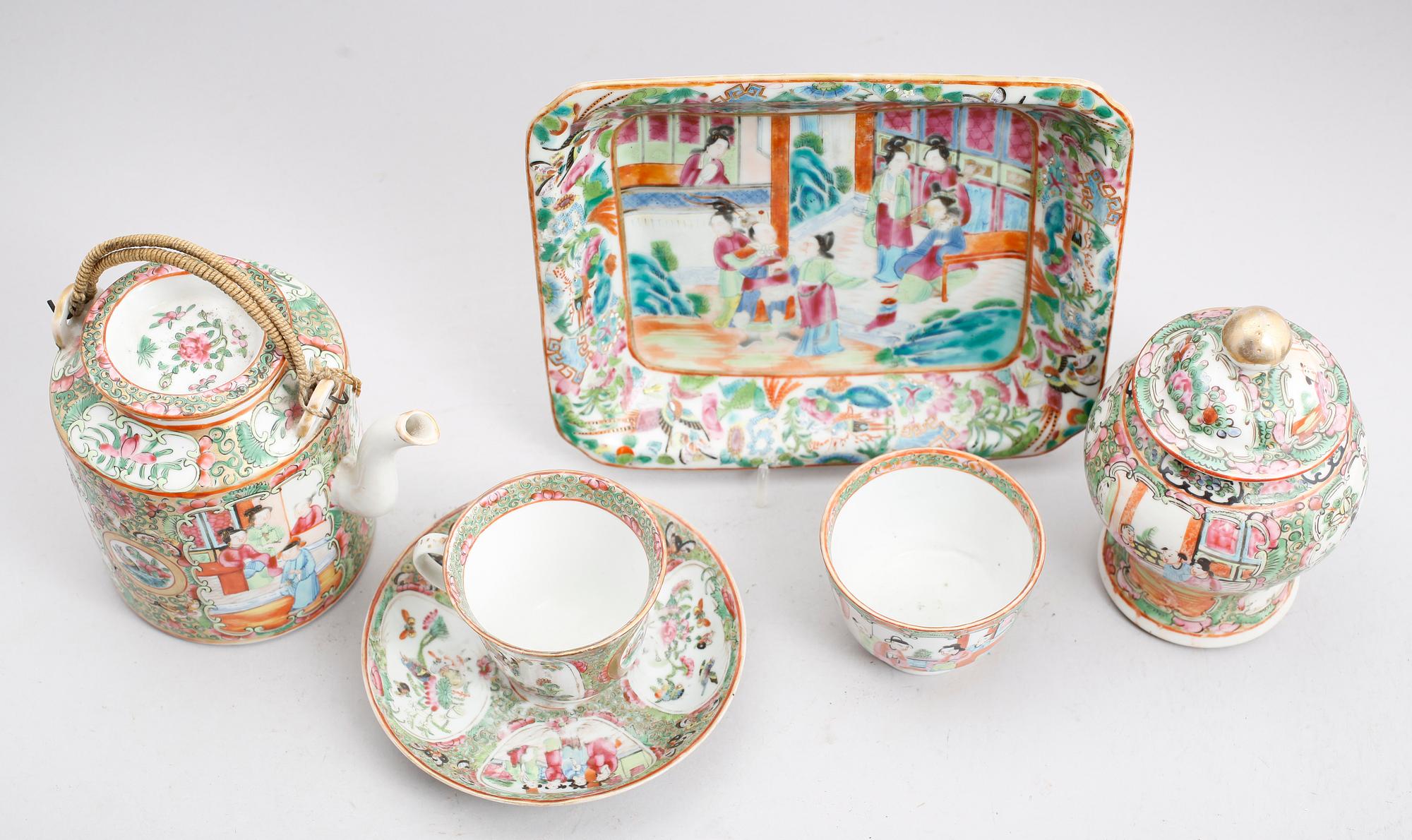 PORSLINSFÖRMÅL, 5 delar, Kanton, Kina, 1800-talets mitt.