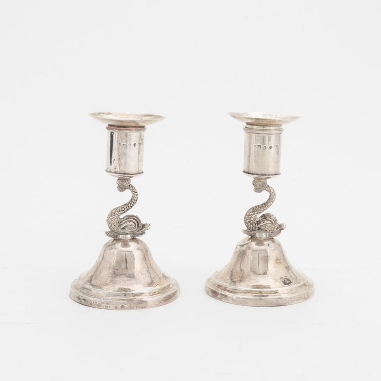 A pair of  Swedish silver Empire Candlesticks, mark of Johan Henrik Lampa, Stockholm 1818.