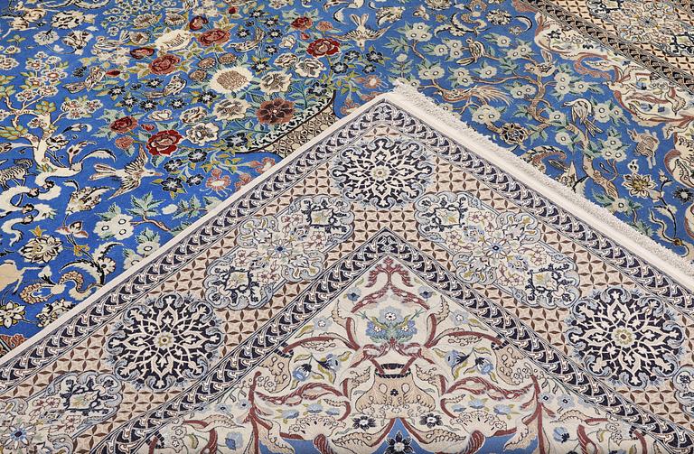 A Figural Nain-Isfahan carpet, part silk, 318 x 213 cm.