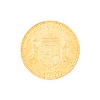 Gold coin, Hungary, 20 Korona, 1892.