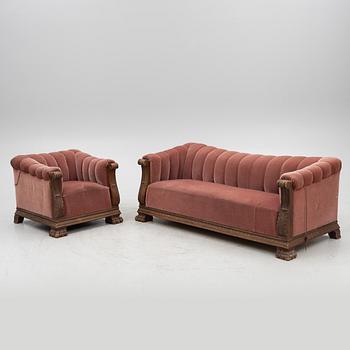 Sofa and armchair, formerly belonging to Ivar Kreuger, 1920s.