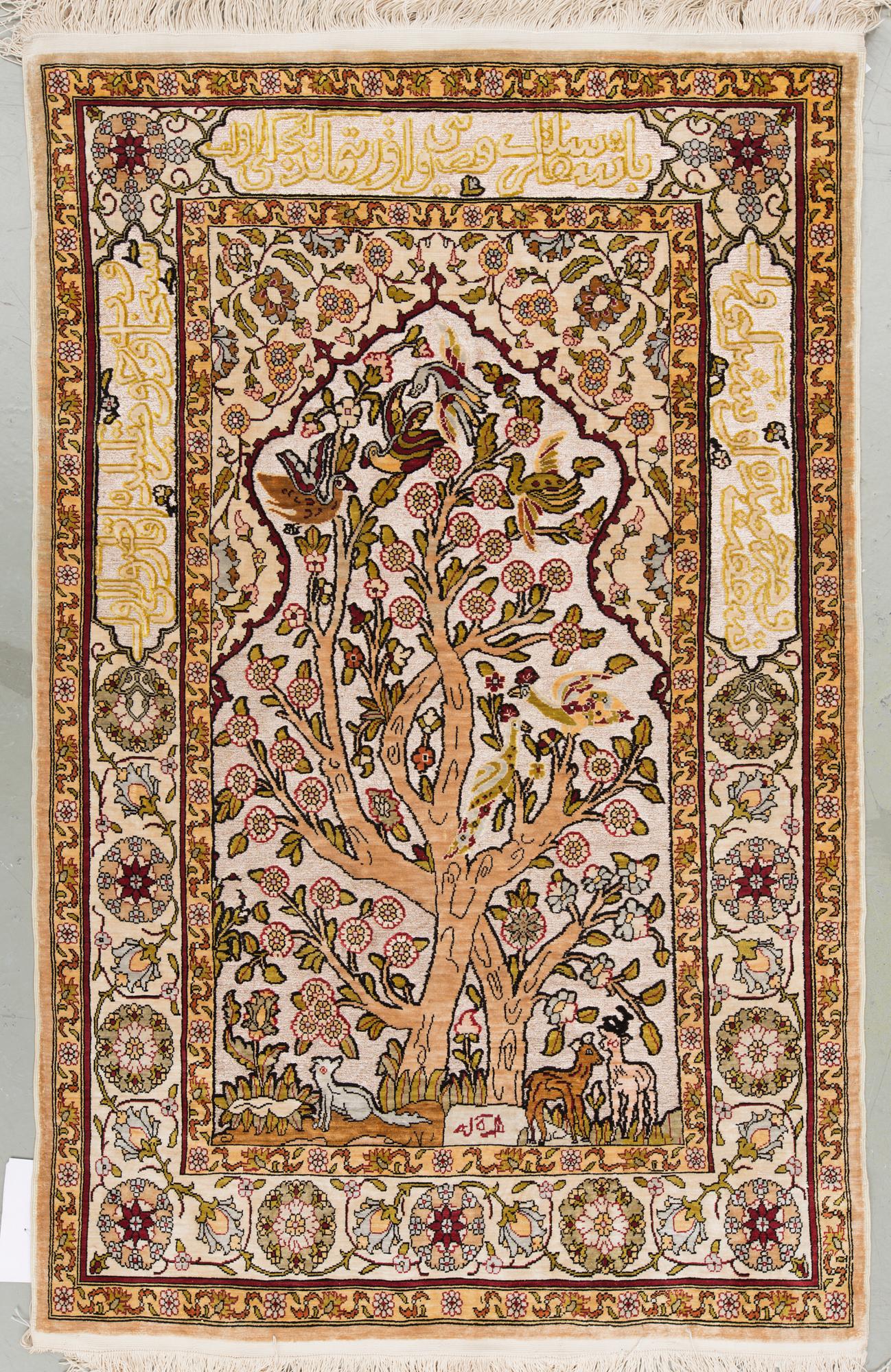 An old carpet, possibly Hereke Souf, singed. Around ca 94 x 62 cm.