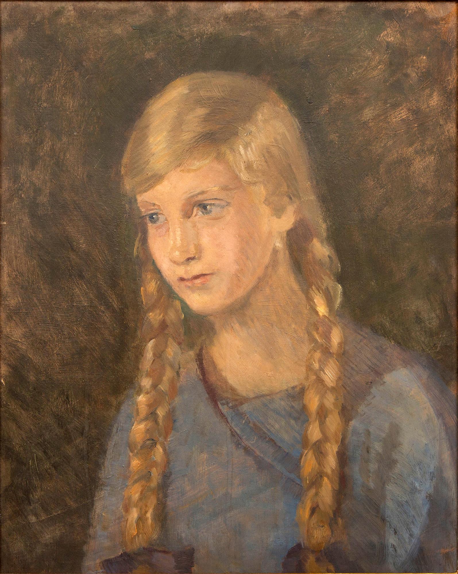 Helga Ancher, olja på pannå, ej signerad.