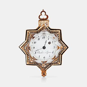 1067. An Austrian late 19th century silver, enamel and rock crystal watch, Herman Böhm, Vienna.