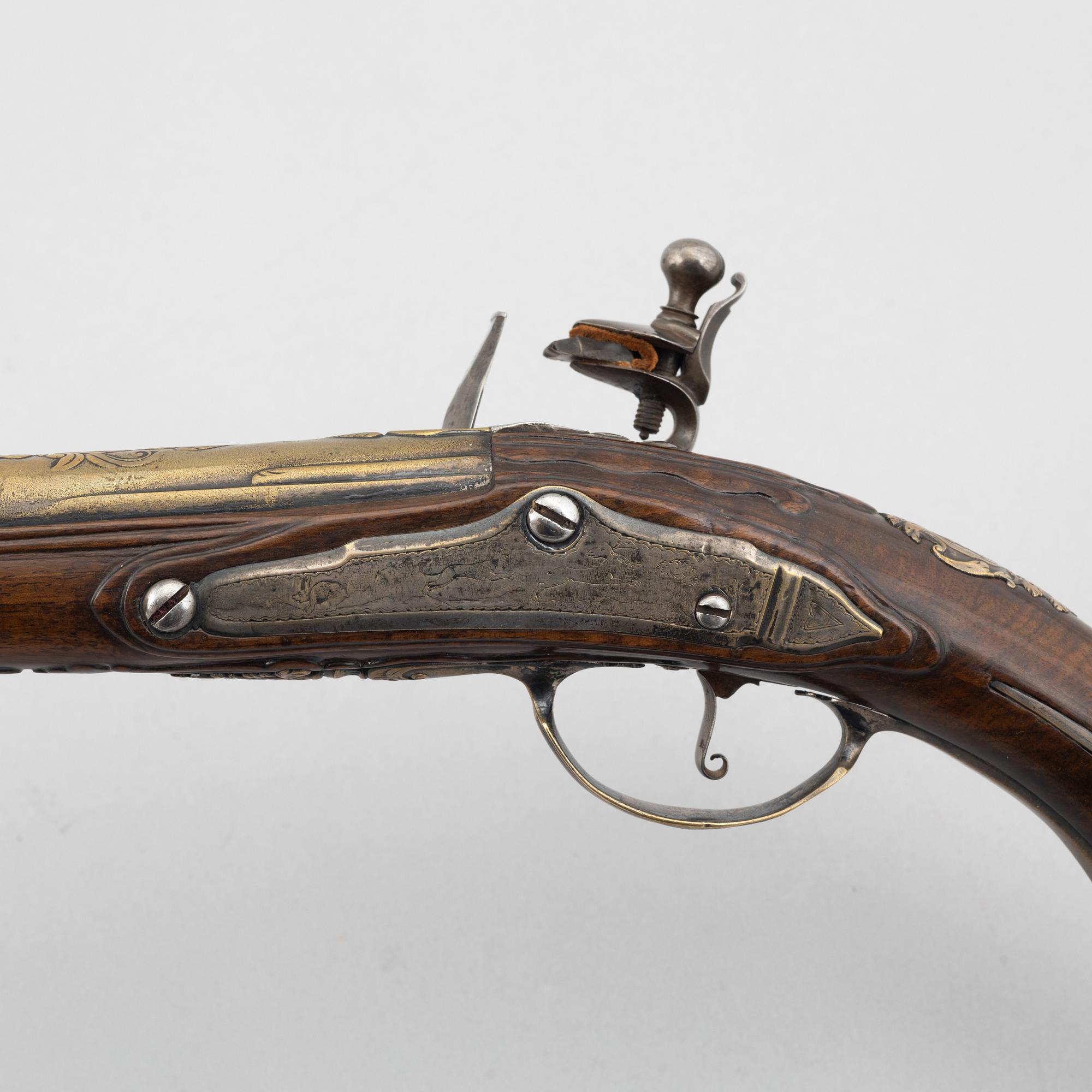 Flintlock pistols, a pair, signed Penterman, Utrecht, early 18th century.