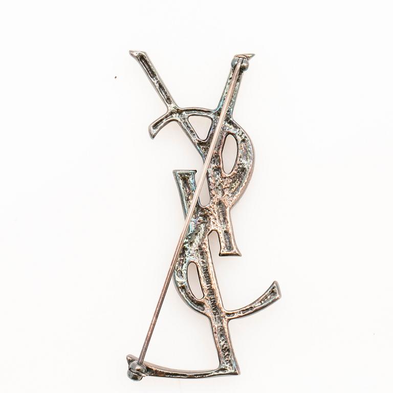 Yves Saint Laurent, Brooch, YSLA opium crocodile in oxidised silver.