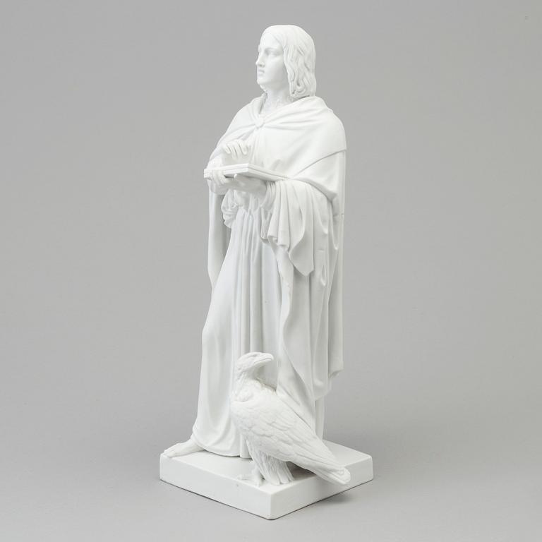 A bisquit figure of 'the Apostle Johannes' after Bertel Thorvaldsen, Royal Copenhagen, Denmark, 19th Century.