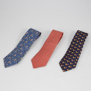 SLIPSAR, 3 st, siden, Hermès, 1900-talets andra hälft.