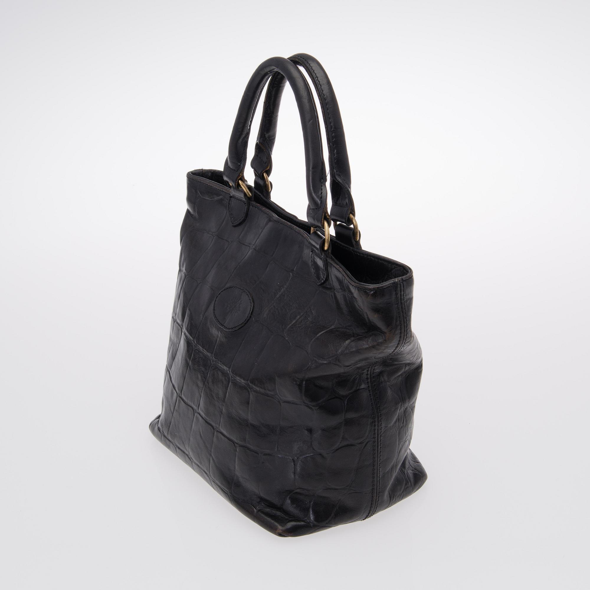 VINTAGE BLACK CONGO LEATHER HELLIER HANDBAG. Bukowskis