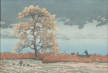 Kawase Bunjiro Hasui, after, a colour woodblock print, Japan, second half of the 20th century.