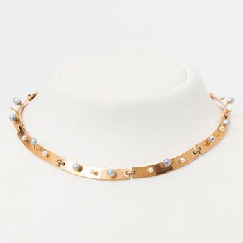 HALSSMYCKE, odlade pärlor, 14K guld.
