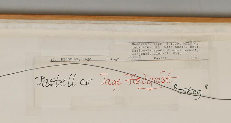 TAGE HEDQVIST, pastell, osign.