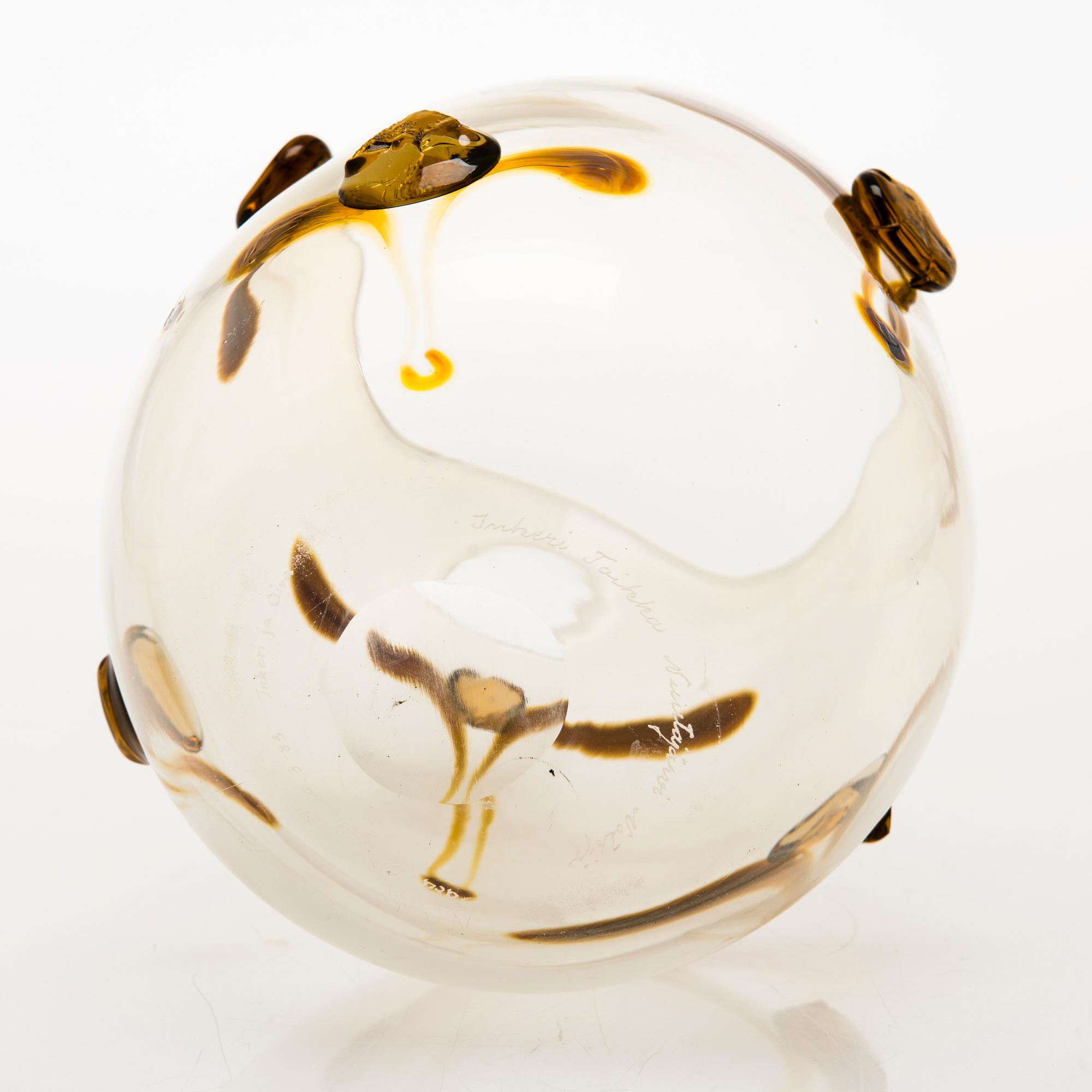 INKERI TOIKKA 1980s Glass Vase, signed Inkeri Toikka Nuutajärvi Notsjö.