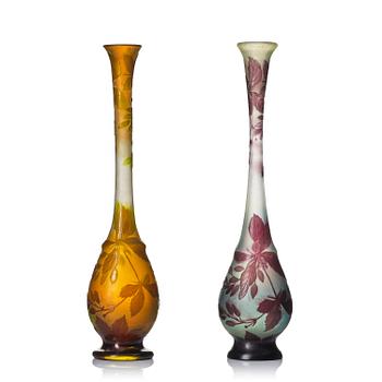 49. Emile Gallé, a set of two Art Nouveau cameo glass vases, Nancy, France.