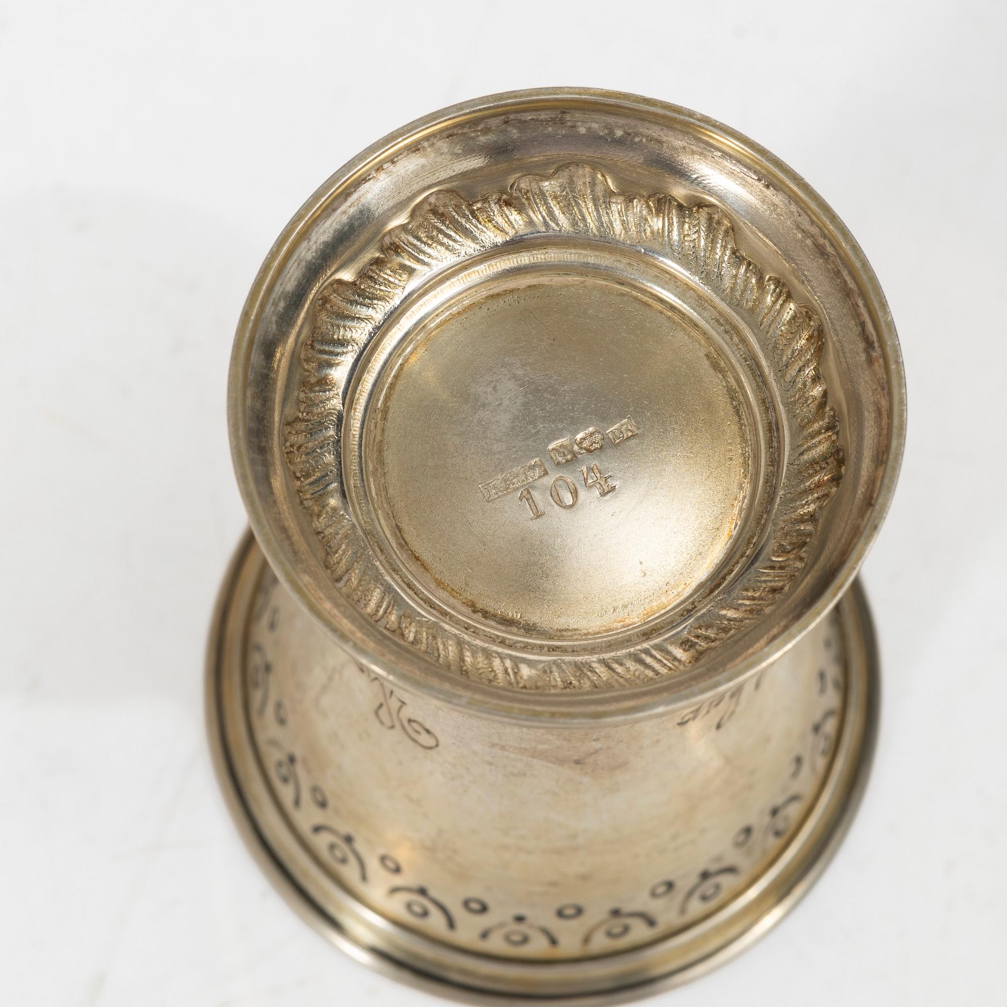 Bägare, 7 st, silver, KG Markströms AB, Uppsala, bl a 1926.