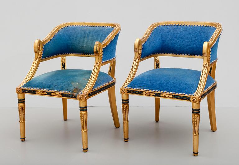 KARMSTOLAR, 1 par, empirestil, 1900-talets andra hälft.