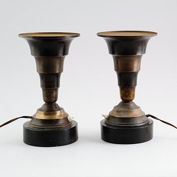 BORDSLAMPOR, 1 par, art déco, 1900-talets första hälft.