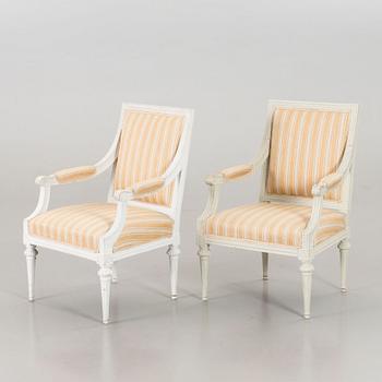 A pair of Swedish late Gustavian armchairs beginning of the 19th century.