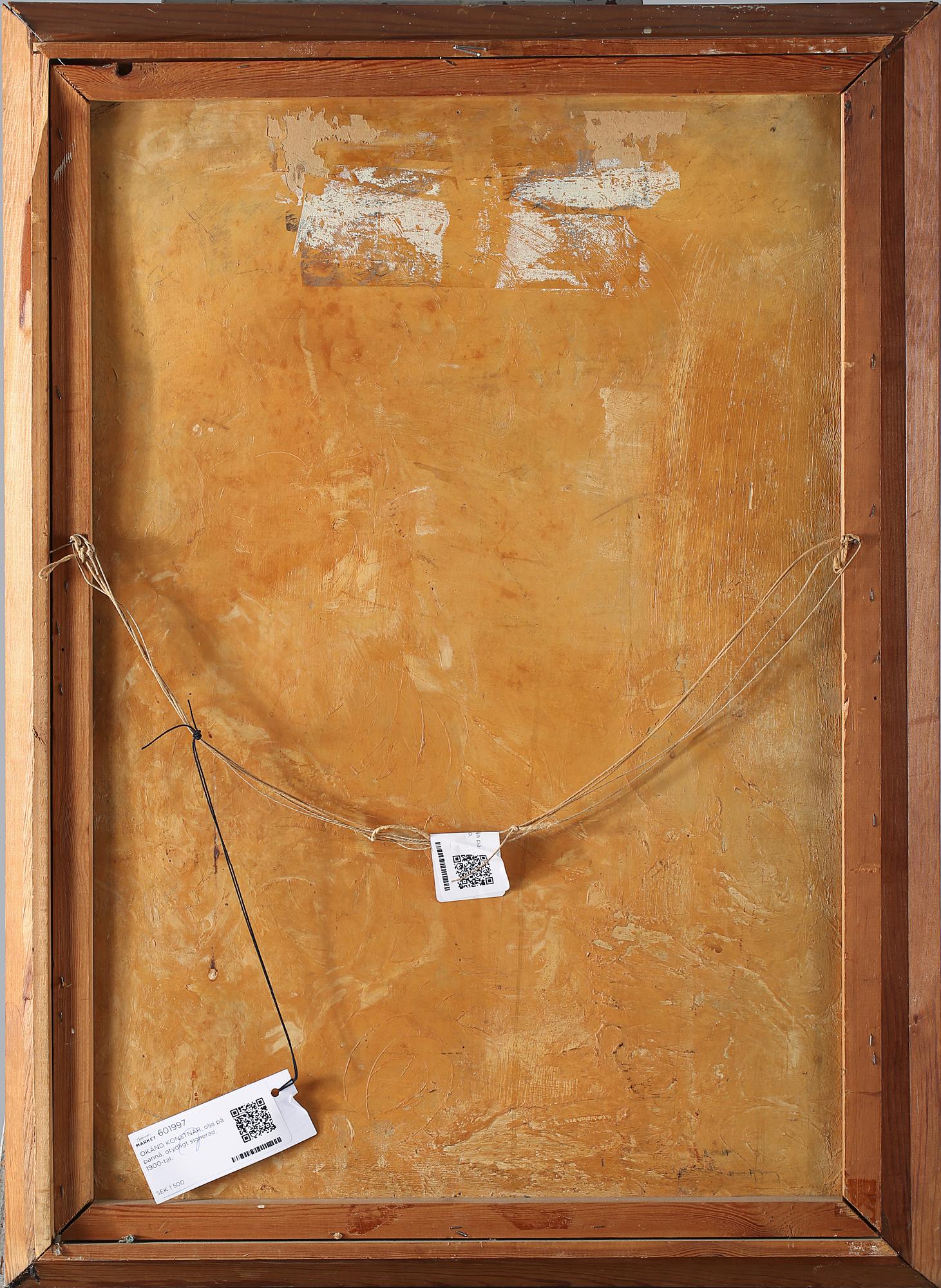 OKÄND KONSTNÄR, olja på pannå, otydligt signerad, 1900-tal.