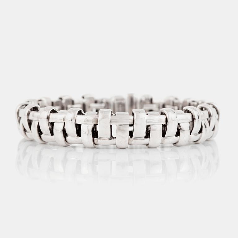 A Tiffany & Co white gold basket weave bracelet.