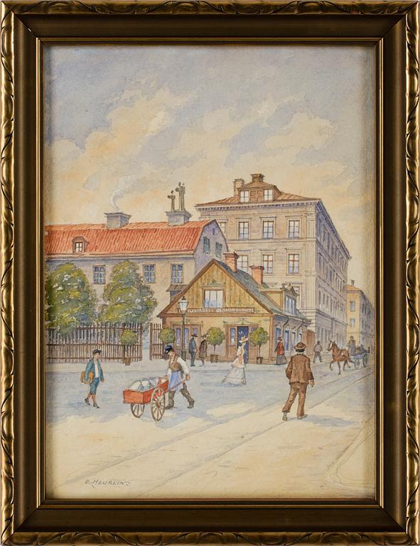ERLAND HEURLIN, akvarell, sign.