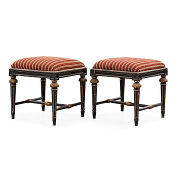 A pair of Gustavian stools by Joseph Ruste, master 1772.