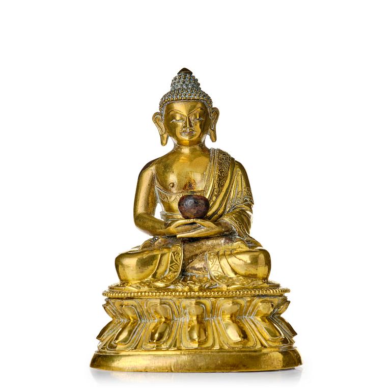 Buddha, brons. Tibetokinesisk, 1700-tal.