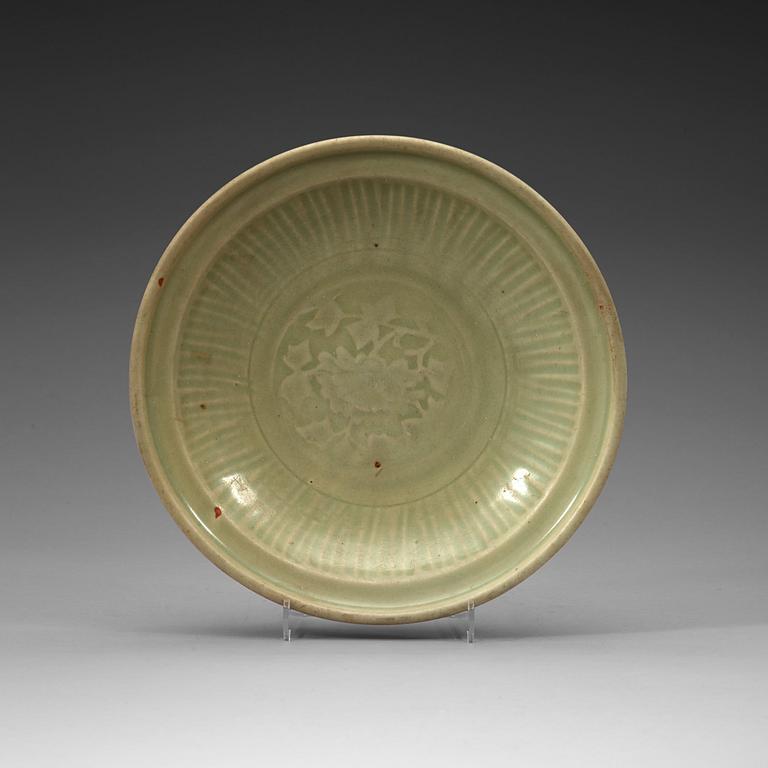 A celadon glazed dish, Ming dynasty (1368-1644).