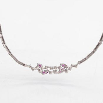 Bucherer, necklace, 18K white gold with brilliant-cut diamonds ca 1.60 ct in total and rubies.