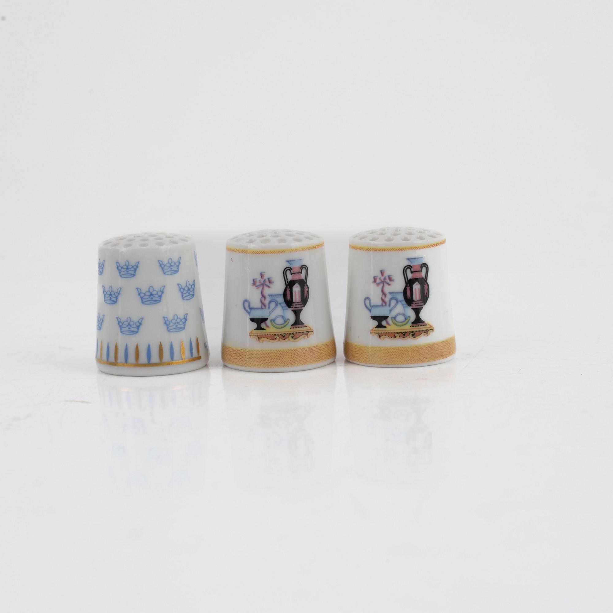 23 porcelain thimbles, "Rörstrand genom seklerna", Rörstrand, Sweden.