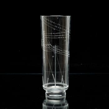 An Edward Hald engraved glass vase, Orrefors 1978.