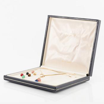 Necklace 14K gold with fourteen loose interchangeable beads.
