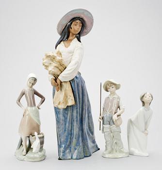 FIGURINER, 4 st, porslin, Lladro, Spanien.