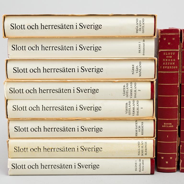 BOKVERK, 18 volymer, "Slott och herresäten i Sverige", 1960/70 -tal.