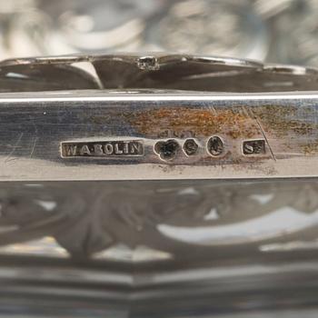 A Swedish 20th century silver and glass dish mark of WA Bohlin Stockholm 1920 diam ca 30,5 cm.