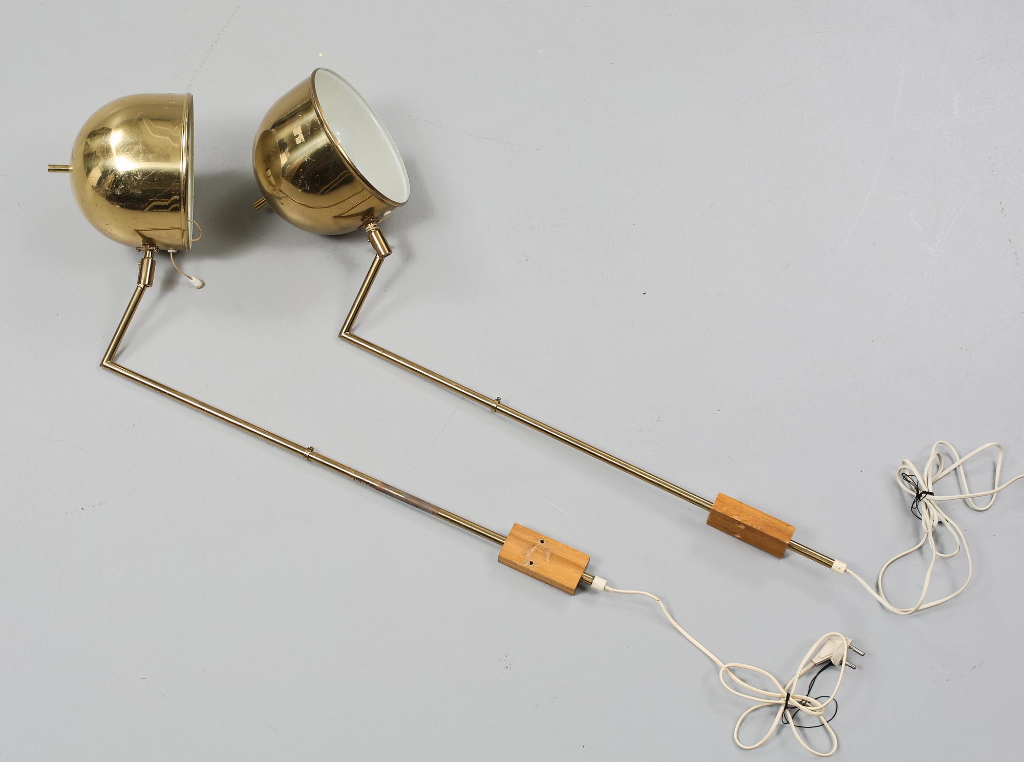 VÄGGLAMPOR, 2 st, Bergboms, 1900-talets andra hälft.