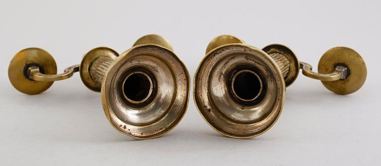 KANDELABRAR, 1 par, mässing, 1800-tal.