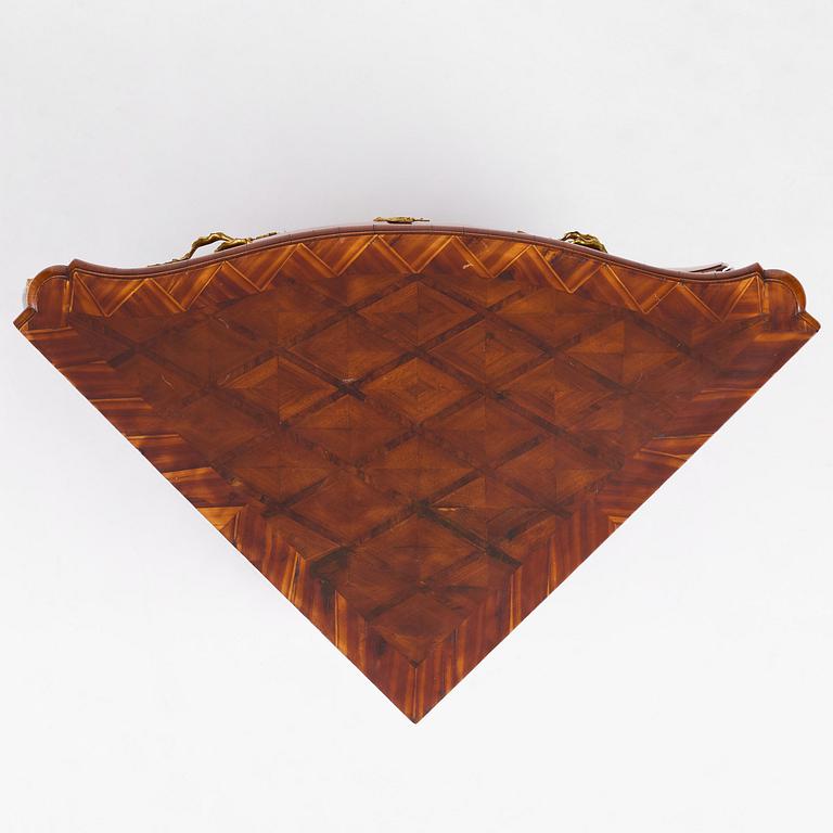 A Swedish parquetry rococo corner-commode, Stockholm later part 18th century.