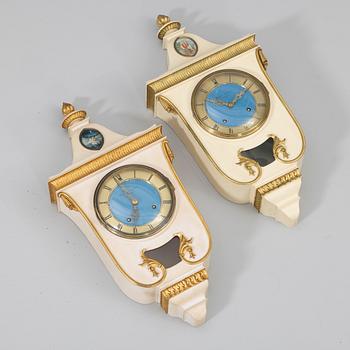 Wall clocks, a pair, Union-Stjärnsund, Hedemora, 20th century.