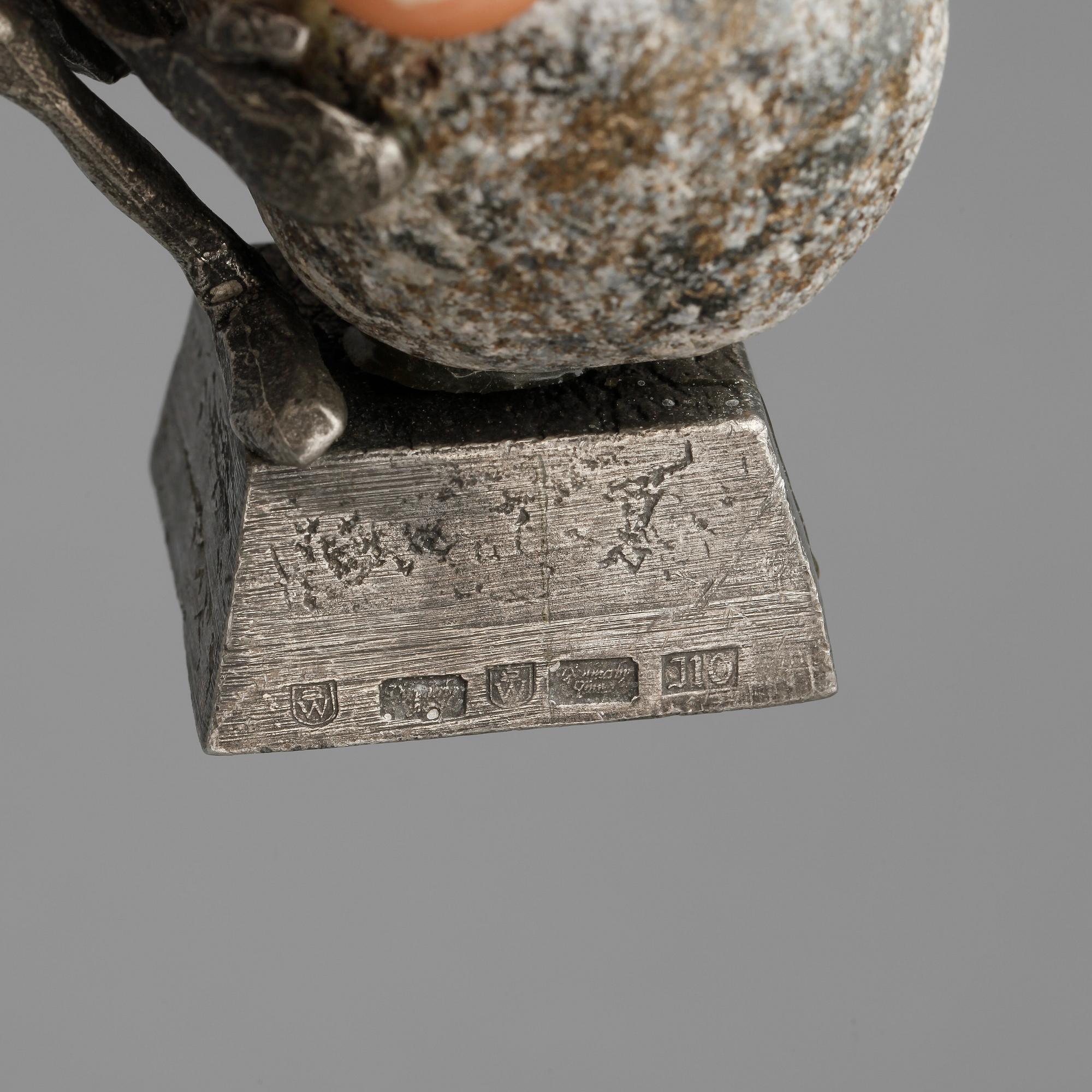 HENRY GUSTAFSSON, skulptur, sten och tenn, signerad, Vimmerby, 1983.