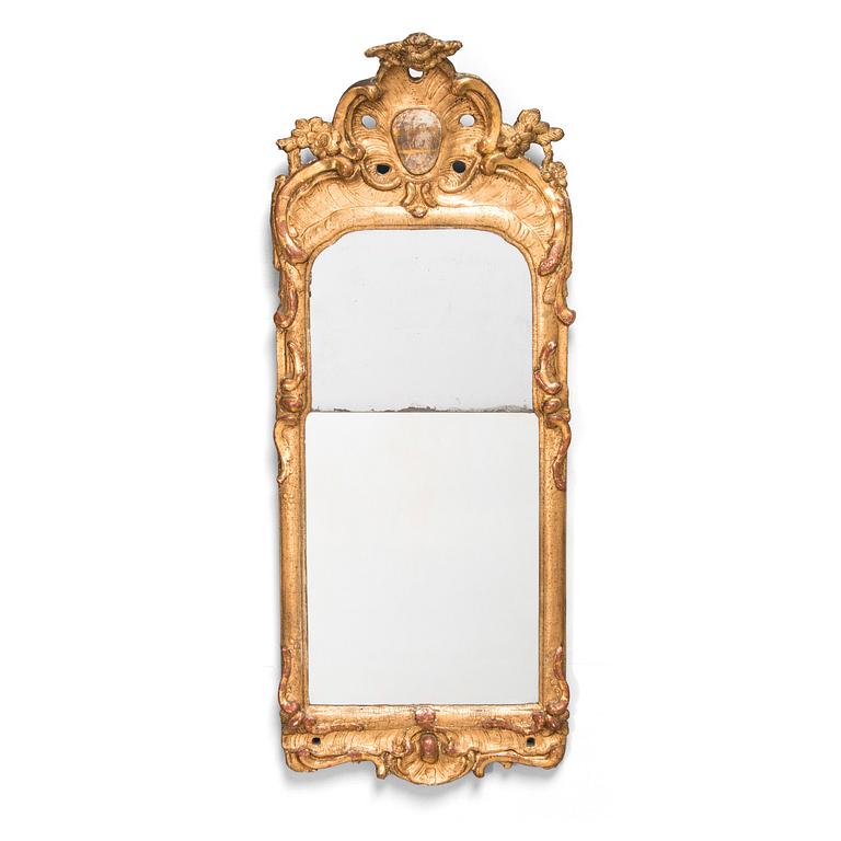 A Rococo mirror, Stockholm hallmark, latter part of the 18th century.