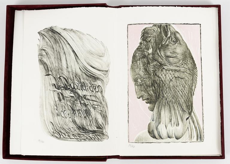 Ernst Fuchs, "Beneath the tree", mapp.  + två inramade.