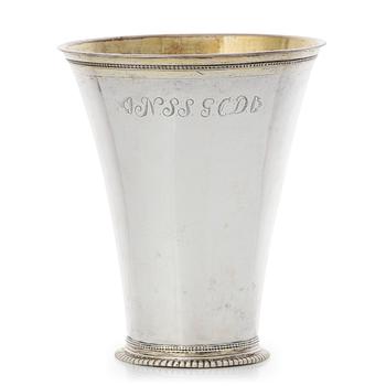 162. A Swedish 18th century parcel-gilt silver beaker, marke of Bengt Collin, Uppsala 1752.