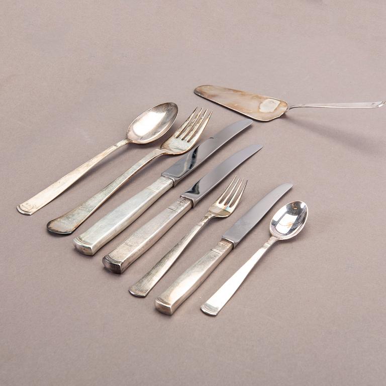 A Swedish 20th set of 143 pcs of silver cutlery mark of Jacob Ängman Stockholm 1960s total weight 4096 gram.