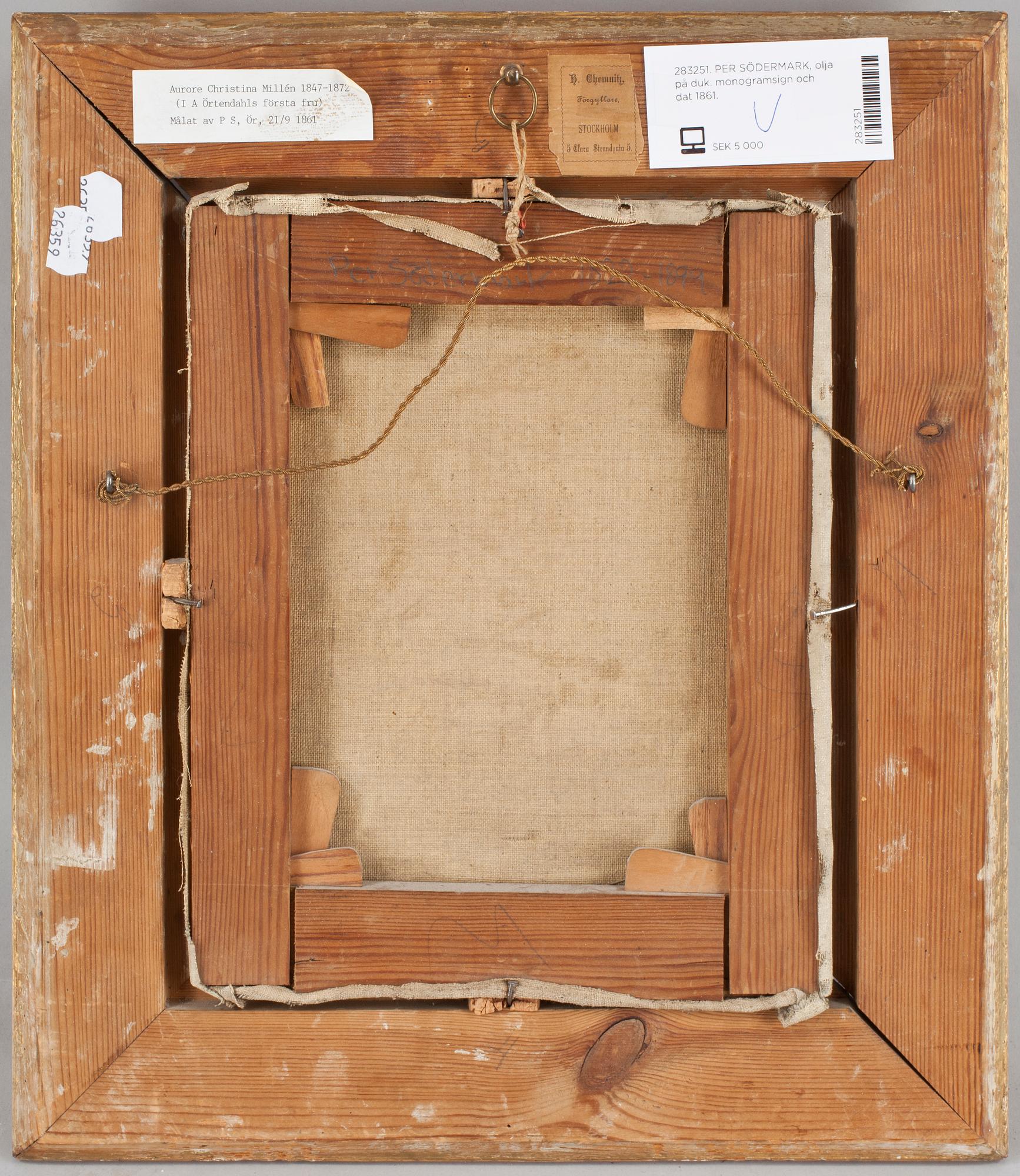 PER SÖDERMARK, olja på duk. monogramsign och dat 1861.