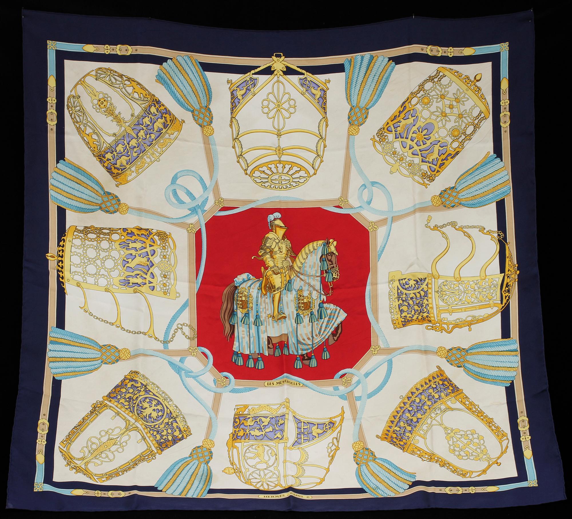 SCARF, siden, "Les Muserolles", Christiane Vauzelles, Hermes, Paris, 1900-talets fjärde kvartal.